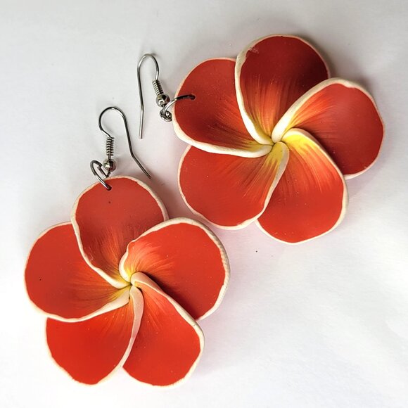 Red Floral Earrings Light Flower Earrings - Picture 1 of 6